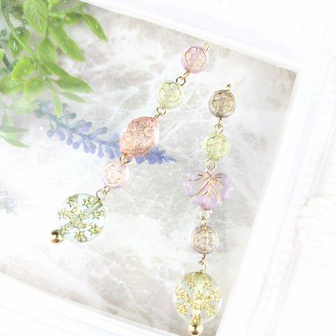 396【完売】個性派！クリアカラーの涼しげデザイン【イヤリング・ピアス】