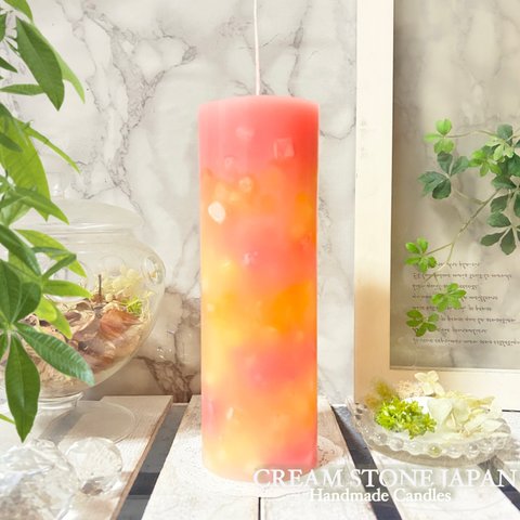 Φ6.7cm×H20cm ペタルキャンドル (コーラル) № 000790 /Gradation Candle