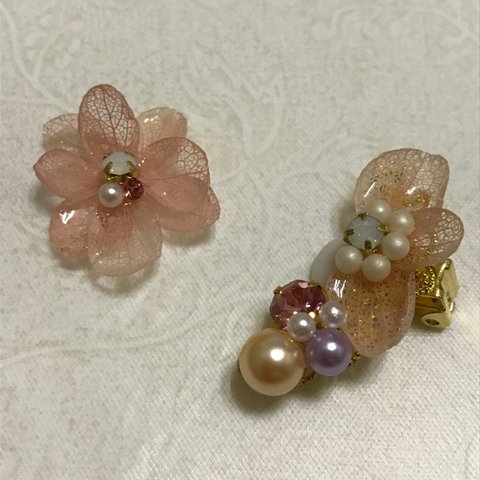 紫陽花のイヤーカフ