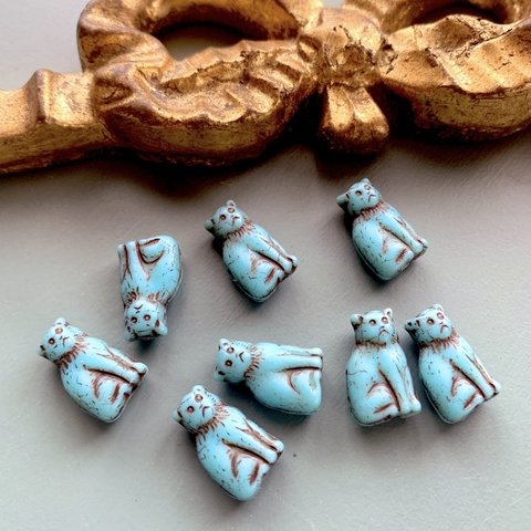 【4匹セット】JIRI＊IVANA #czech beads#チェコビーズcat15✖️9㍉　light blue/copper