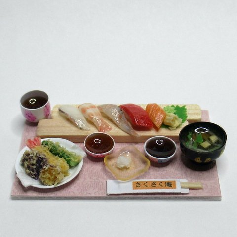 『握り寿司と天ぷらセット♪～Ａ』（ミニチュアフード）a4
