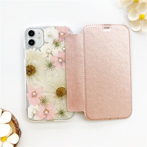 秋桜（コスモス） 選べる5色 手帳型スマホケース iPhoneケース iPhone14Pro/13Pro/12Pro/SE/11Pro/XR/XS/8/7