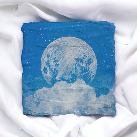 月雲・絵画『月詠No.102』-アクリル画・星・雲・空・原画・テクスチャーアート・超現実主義・印象派-by麗しの空