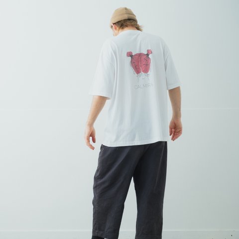 CALMIRA【No.5】Tシャツ スウェット ロンTパーカー   ビッグシルエット オーバーサイズ  ホワイト 白　　