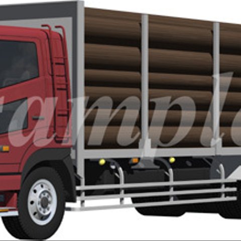 物流に欠かせない10輪大型トラック木材運搬車、切抜き画像イラスト026