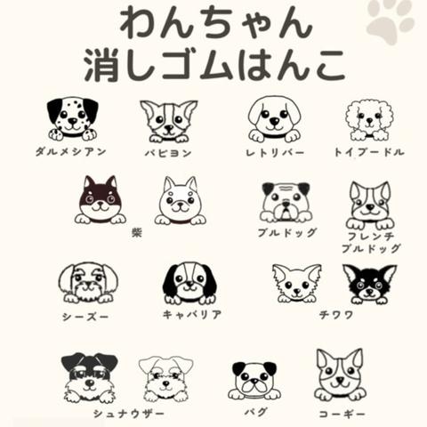 消しゴムはんこ　消しはん　ハンコ　犬　ワンちゃん　オーダーメイド　オーダー　文房具　消しゴム　ペット　お名前入れ　プレゼントにオススメ　DOG 　602