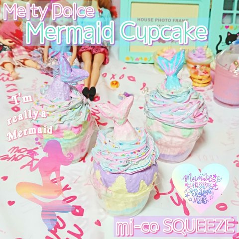 新作♥Mermaid Cupcake 手作りスクイーズ 送料込み