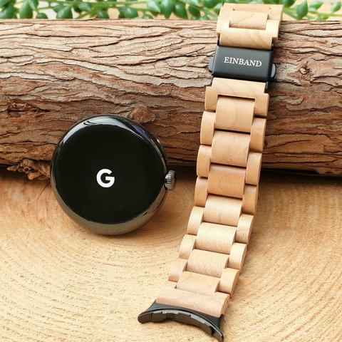 【木製バンド】EINBAND Google Pixel Watch 天然木 木のベルト【メイプルウッド】