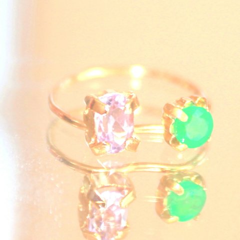 k18gp - fuyu no ne - Amethyst & Emerald Ring