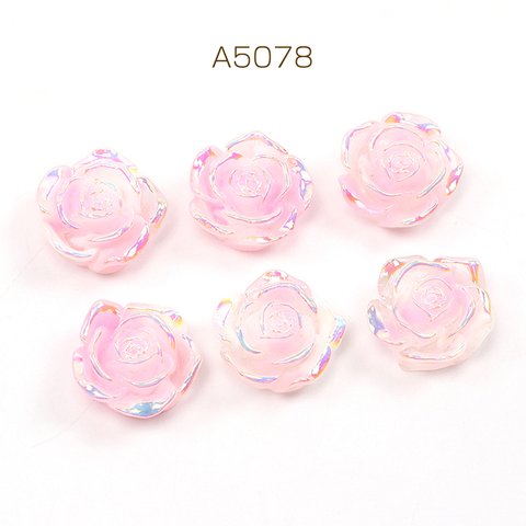 A5078  18個  樹脂貼付けパーツ 樹脂カボション フラワー 花 18mm  3 x（6ヶ）