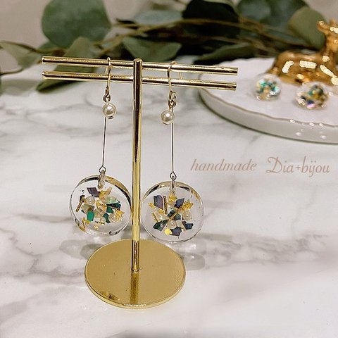 ✨ロングセラー商品✨🌸手作りレジンコインゆらゆらピアス/イヤリング