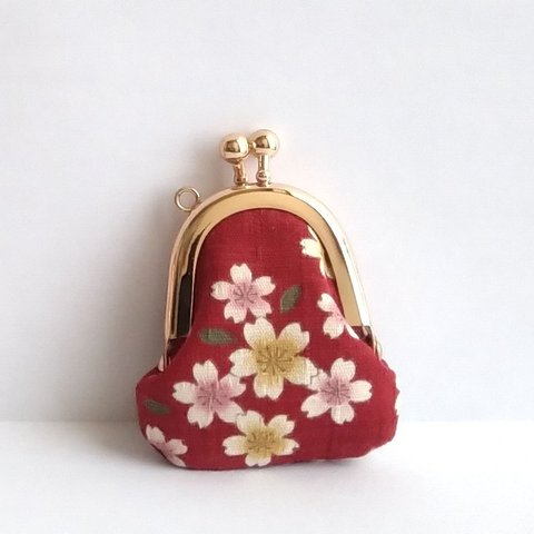 小さいがま口：豆姫：littlie purse 417：ちっちゃながま口：かわいいがまぐち：小さな財布：桜,桜吹雪,お花見,cherry blossom