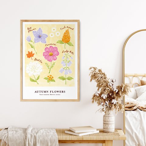 秋の花を集めたアートポスター　【four seasons flowers series : autumn flowers】