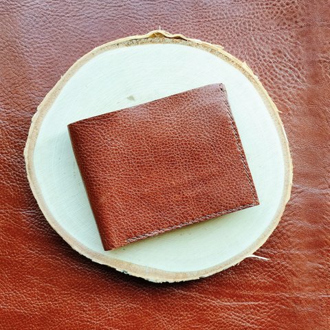 【イタリアンレザー】シンプルフィットな二つ折り財布（メンズ/レディース/シンプル/コンパクト/プレゼント/刻印）チョコブラウン