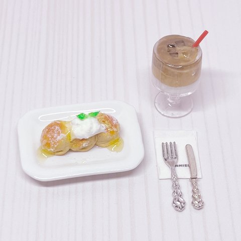 ミニチュア❤️MIMMIES Cafe おしゃれなパンケーキとカフェオレセット