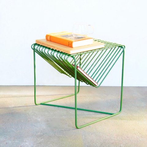 triangle side table olive green