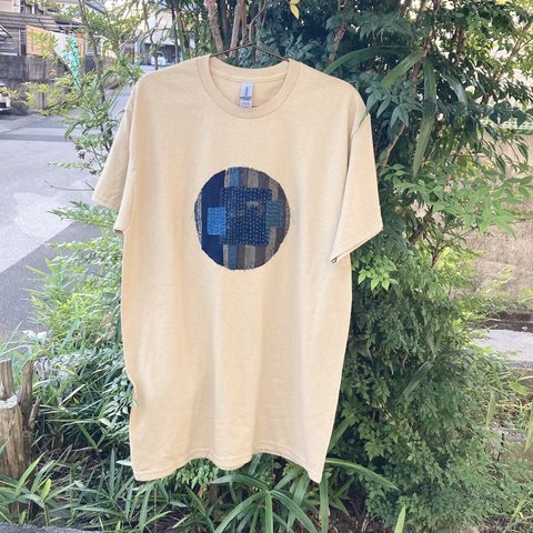 2008 size M 襤褸　リメイク　tシャツ 藍染め　藍染　古布　パッチワーク　再構築　刺し子　ヴィンテージ　オリジナル