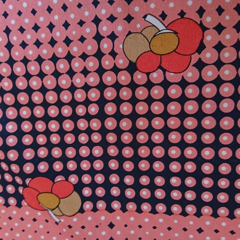 (b410)昭和レトロ生地 花柄 ピンク サテン ビンテージ生地  巾着 ハイカラ ピンク 絵画 アート イラスト ペイント柄