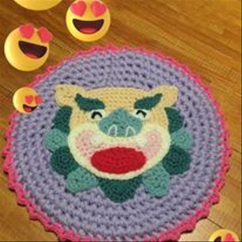 かぎ針編み沖縄アイコンシーサーマット【インテリア】デコレーション【座布団】【敷物】　Crochet Okinawa icon Shisa Mat 