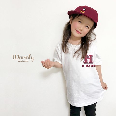 名前入り★イニシャル Ｔシャツ〔ホワイト〕再販4　長袖変更可能　子供から大人　お揃い