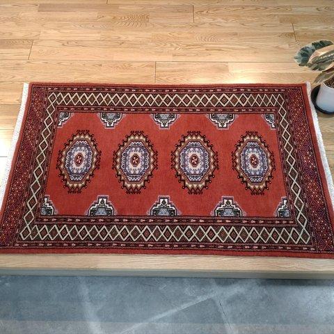 トライバル絨毯】パキスタン絨毯　ハイクオリティ　ガゼニウール　122x78cm　テラコッタカラー