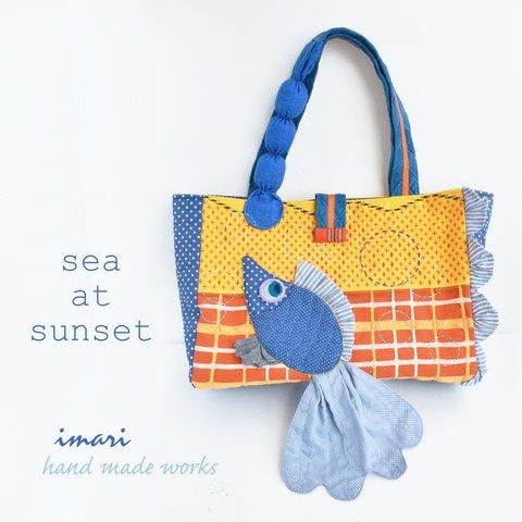 夕焼けの海～お魚ポケットbag～