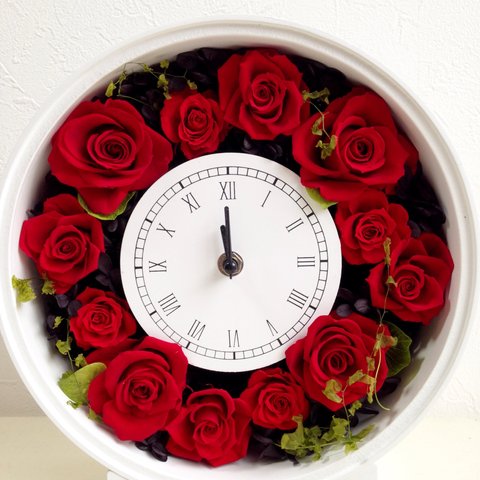 12Ｒoses幸せの時を刻む赤バラの花時計＜真紅＞