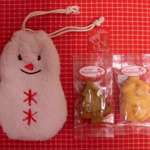 雪だるまの巾着バッグに焼き菓子詰め合わせ♪(*^▽^*)