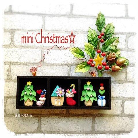 【🧡再販】🎄粘土の花❄︎木箱の中の小さなクリスマス♪フラワーハウス・ツリー・雪だるま❄️❄️