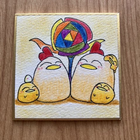 【ミニミニ色紙原画】にじいろの花。