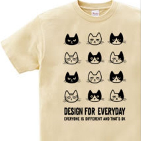 【再販】EVERYONE IS DIFFERENT AND THAT'S OK　～ねこシリーズ～ 150.160（女性M.L） Tシャツ【受注生産品】