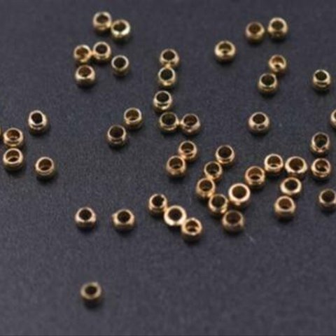 GM-091 600個 つぶし玉 1.5×2.5mm アクセサリーパーツ ゴールド 3×【200ヶ】