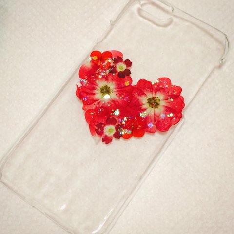 再再再販♪お花でハート♡押し花iPhoneカバー