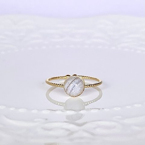 ❇︎ 天然石 ❇︎ ブルーレースアゲートのリング　Minette☆ RING081   ❇︎ フリーサイズ 指輪 ❇︎