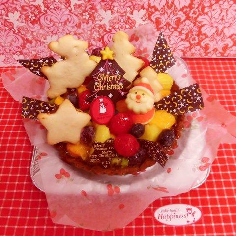 ５号　フルーツとクリスマスクッキートッピングのチョコタルト♪(＾◇＾)