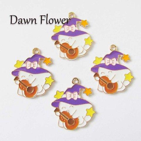 【D-1136】5pcs　ゆうれい　ハロウィン　25×21mm　ホワイト　チャーム　ハンドメイドパーツ