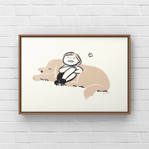 ゴールデンレトリバー【空の下】A4ポスター　犬　ペット