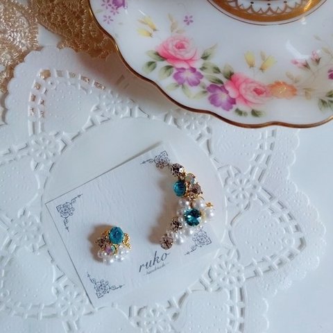 bijou♡イヤーカフ　＊light blue＊