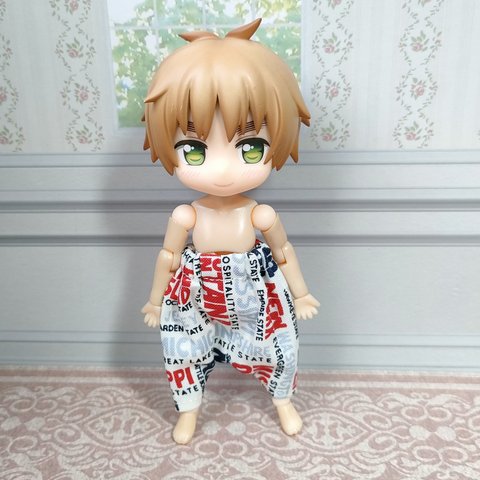 白英字柄のサルエルパンツ☆ねんどろいどどーる 服