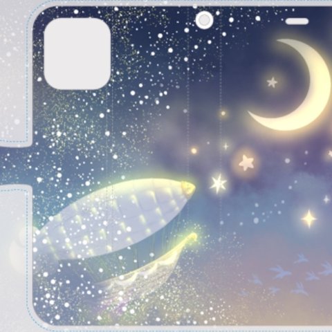 【そらをおよぐたび/こだいむらさき】　iPhone12ProMax(6.7)    手帳型スマホケース_ハイクオリティー（溝あり）　ラベンダー　ブルー　パープル　幻想的　メルヘン　ファンタジー