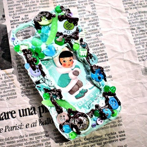 iPhone4・4Sケース【Mint&melon girl】