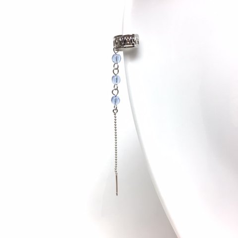 3WAY サファイアと銀色のダイヤ柄のイヤーカフ　（色変更可能・１個販売）