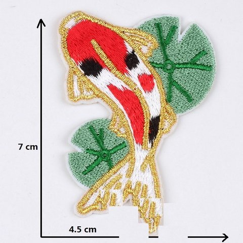 鯉 魚 ワッペン アップリケ アイロン対応 1枚入り