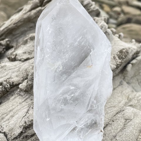 Satyaloka Clear Azeztulite™ Altar Stone Natural Prismatic Crystal HEAVEN&EARTH 