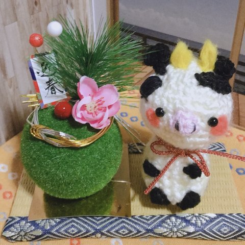 🎍お正月 🎍千子飾  丑年  ミニ畳＆苔玉飾付き