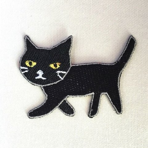 ワッペン■黒猫■刺繍