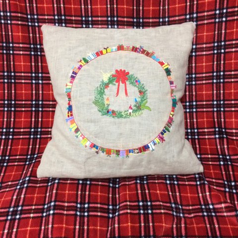 刺繍クッション クリスマス