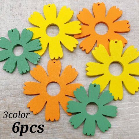 【商品入れ替え★300円→100円♪】【woos3771chmm】【3color 6pct】 wood flour charm