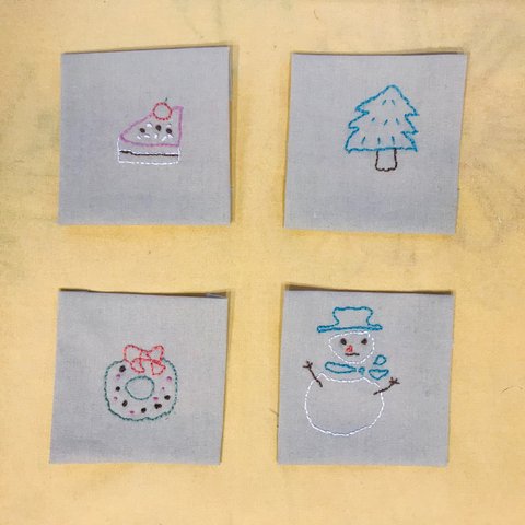 ネームタグ☆刺繍☆クリスマス☆ハンドメイド