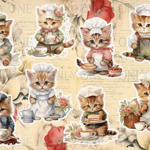 デザインペーパー TEATIME CAT コラージュシート